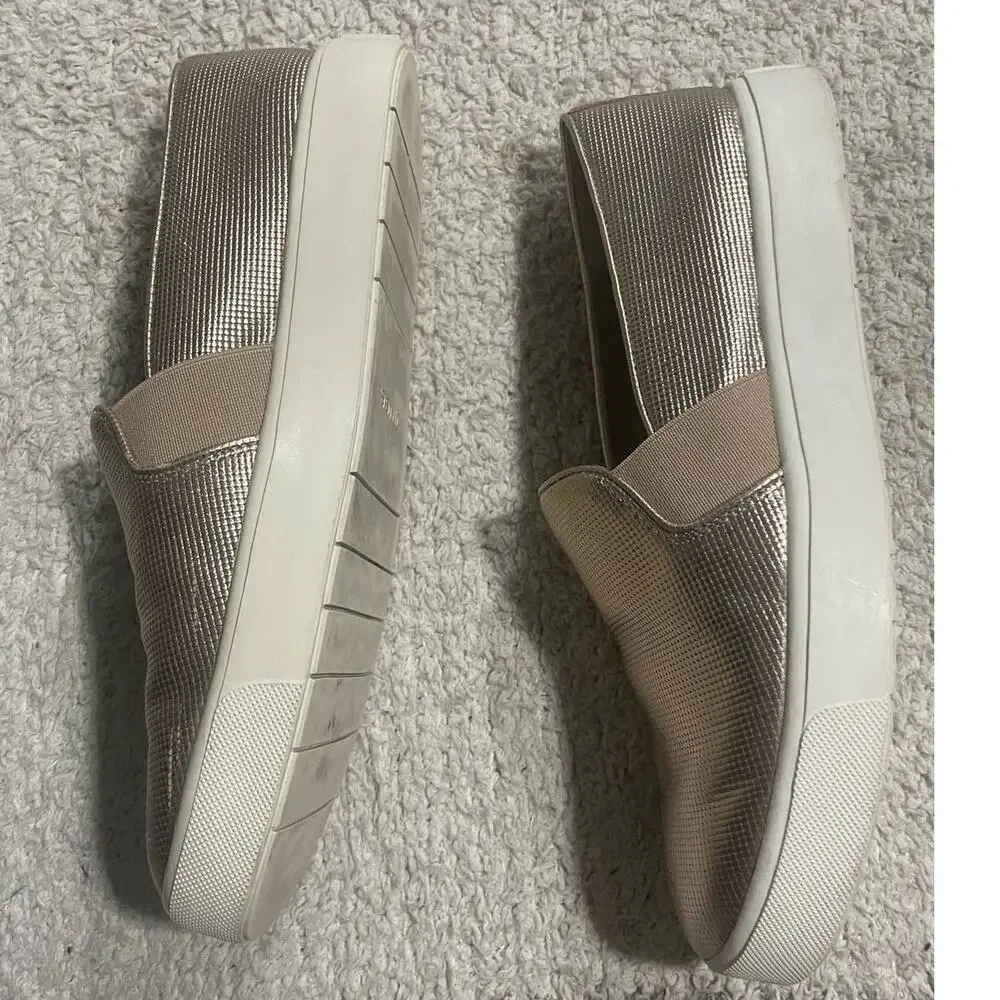 Vince Blair 5 Slip On Shoes Perforated Metallic Womens Size 6.5 Taupe MSRP $195